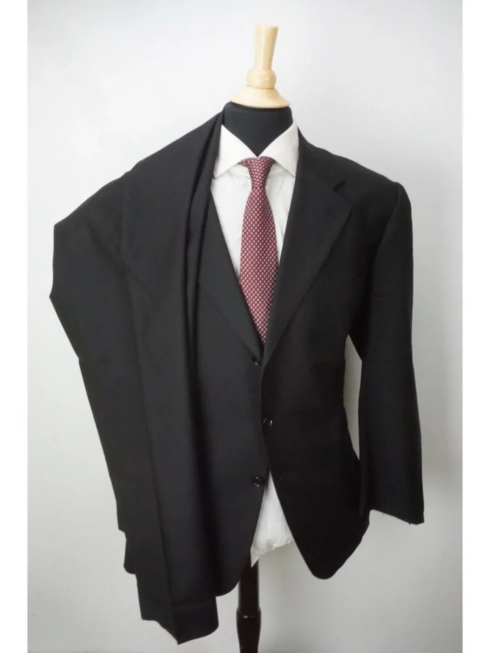Burberry London Solid Black Wool 2 Pc Suit Jacket Pants Sz 50R BRAND NEW